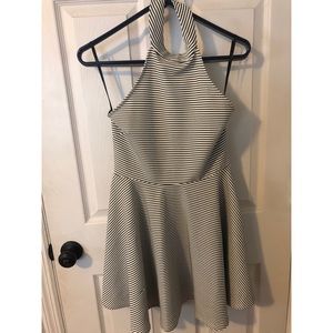 black and white striped dress